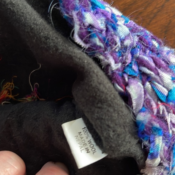 Nepalese multi coloured hat, fleece lined - Picture 2 of 3